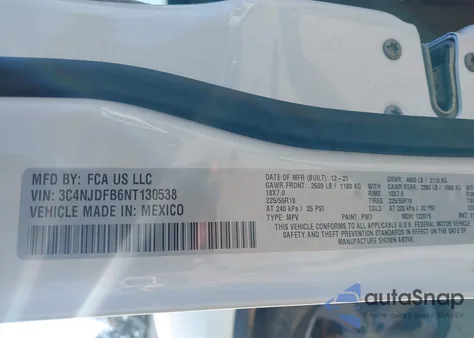 2022 Jeep Compass Latitude Lux 4X4 из США, поврежденный, VIN 3C4NJDFB6NT130538